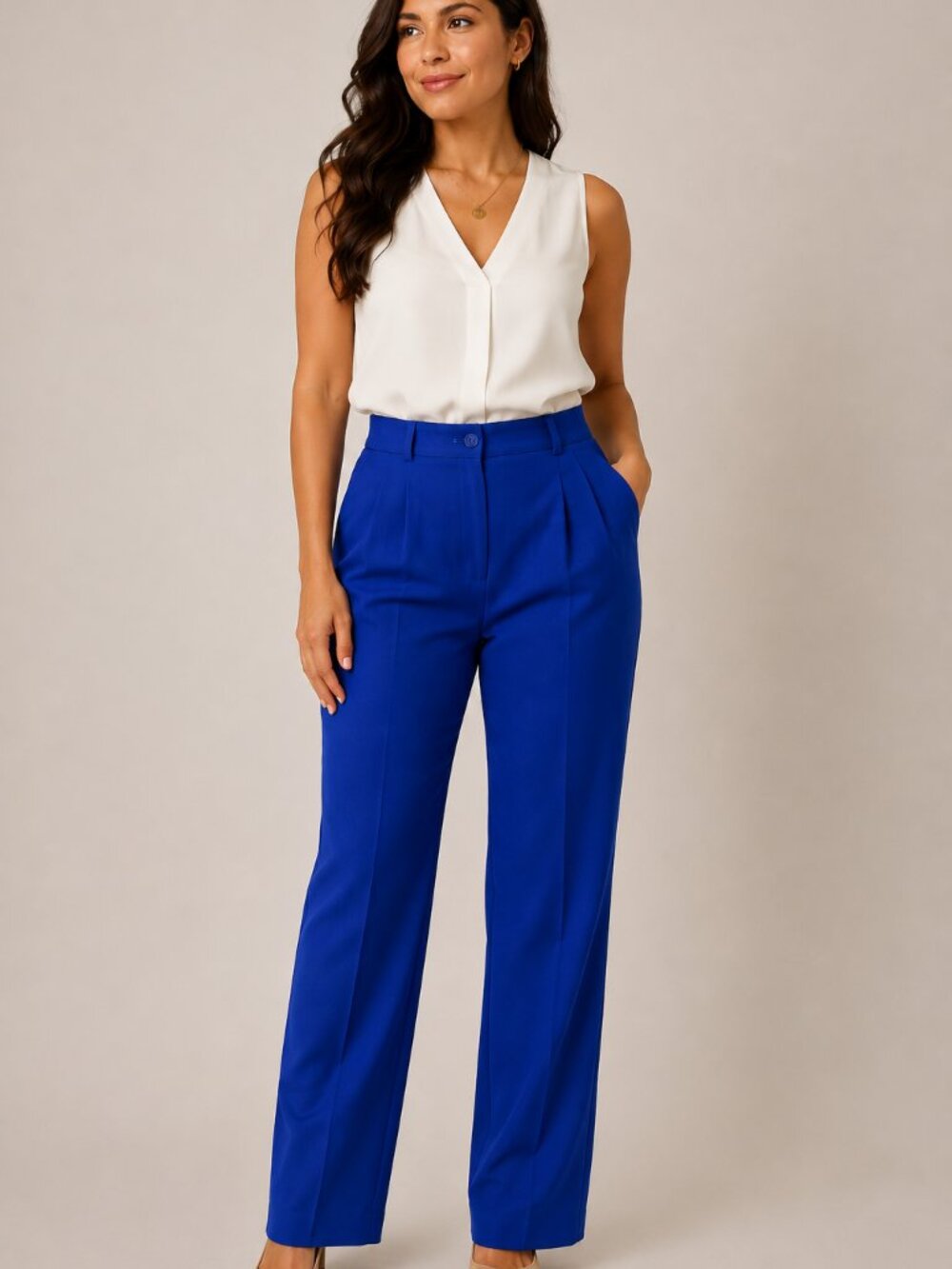 Vintage Pendleton 100% Virgin Wool Petite Blue Dress Pants Slacks USA Size 14